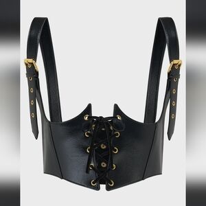 Killstar Black Corset Belt with Gold Accents
